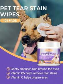 Cat Eye Cleaning Cotton Pads, Remove Tear Stains; Pet Eye Care Wet Wipes, Clean Eye Area Dirt And Skin Around Eyes. Dog & Cat Eye Wet Wipes - Gently Remove Tear Stains, Eye Debris, Secretions And Mucus - Coconut Oil Cleansing, Beautify And Remove Eye And Facial Odor - 100 Sheets - Multicolor - View 3