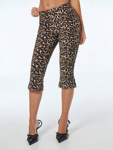 Sweetina 夏季女士休闲豹纹七分裤 - 彩色 - 查看 4