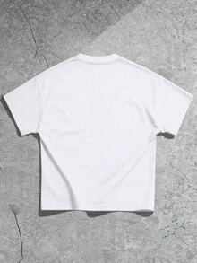 ROMWE MEN Street Life Men's Gothic Hell Eye Print Short Sleeve T-Shirt, Summer - White - View 2