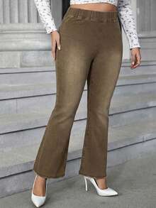 EMERY ROSE Women's High Waist Casual Versatile Daily Wear Flare Jeans - Coffee Brown - View 6