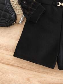 SHEIN Babygirl Cute Street Style Black Plaid Mesh Patchwork Romper - Black - View 7