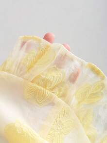 Sweetra 春夏新款复古印花修身连衣裙，优雅百搭舒适女士度假连衣裙 - 黃色 - 查看 4