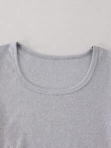 SHEIN 2件套 少女春夏休闲日常居家运动健身瑜伽方领短袖短裤紧身纯色连体裤 - 彩色 - 查看 5