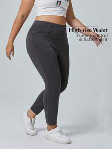 Flexra Plus Size Casual Distressed Relaxed Fit Stretchy Knit Skinny Jeans - Grey - View 3
