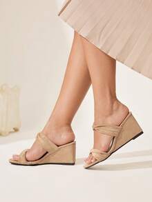 CUCCOO CHICEST Women's Fashionable Versatile Platform Sandals, Summer Elegant Shoes Wedding Shoes - Apricot - View 6