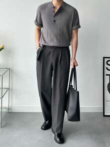 DAZY Men's Solid Gray V-Neck Knit Sweater, Summer - Grey - View 8