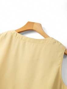 GlowEve CURVE Bộ đồ 2 món thanh lịch dành cho nữ cỡ lớn, màu trơn, đính ngọc trai giả, cổ tròn, gồm áo tank top và chân váy midi in hoa. - Nhiều màu - Xem 6