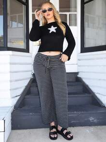 Arliah Women's Casual Star Pattern Sweater, Autumn - Black - View 6