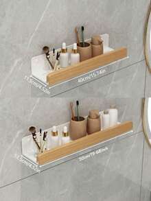 1/2pcs Wall Mounted Bathroom Storage Rack, Punch-Free Bathroom Hanging Shelf, Space Bathroom Tray, Shampoo Shower Gel Holder Organizer, Bathroom Organizers And Storage - Black - View 4