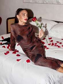 Lavishia 女士时尚抽象印花紧身连衣裙 - 彩色 - 查看 4