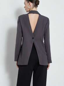 Aveloria Modichic Double-Breasted, Charcoal Gray, Urban Business, Office Commute, Lapel Design, Slim Fit, Crisp Silhouette, Fashionable Suit Jacket - Grey - View 6