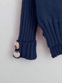 Franclia 2pcs/Set Women Solid Color Mock Neck Long Sleeve Top And Pants Casual Set Knitwear Setsweater Setsweater Setstwo Piece Sweater Setsweater Pants Set - Royal Blue - View 3