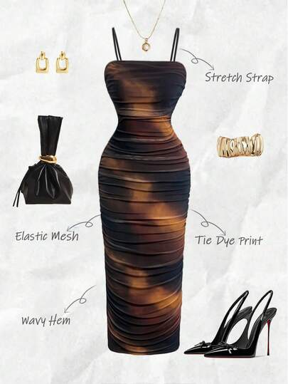 Rafferiza Women's Colorful Gradient Tie-Dye Print, Tube Top Sexy Mesh Stretch Waist-Cinching Dress, Bodycon Dress, Elastic Shoulder Straps, Sexy Off-Shoulder Dress Sexy Party Dress, Club Dress, New Spring/Summer Dress, Valentine's Day Date Dress, Birthday Dress, Pool Party Dress, Prom Dress, Concert Dress