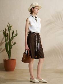 Airaco Quần nữ dáng rộng, thời trang cổ điển, có túi xéo. - Cà phê nâu - Xem 6