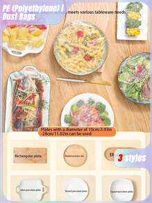 280-300PCS/90-100PCS/55-60PCS Tear-Free Transparent Plastic Cover, PE Film Plastic Bag, Plastic Wrap Cover For Bowl Cover Leftovers Cover, Kitchen Essentials To Keep Your Food Fresh And - Multicolor - View 8