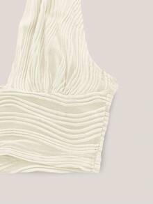 SHEIN ICON Solid Backless Crop Halter Y2k Top - Apricot - View 4