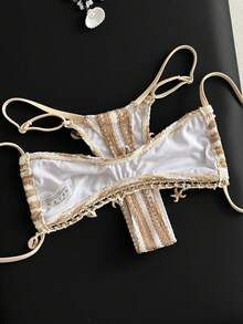 Swim Vcay 2 piezas/Set Bikini de mujer con bloques de color y rayas de moda, Verano 2026 - Multicolor - Ver 2