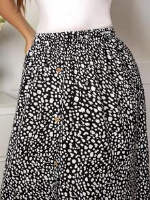 SHEIN LUNE Váy hè cỡ lớn dành cho nữ, chân váy dài in họa tiết da báo, có cúc cài phía trước, váy hè đen trắng, váy in hình động vật, váy midi cho nữ, váy họa tiết, váy đồ họa, váy dài mùa hè, váy đi biển, váy nghỉ mát cho nữ, váy dài cho nữ, váy nữ, váy đi biển cho nữ, váy hè cho nữ, váy cạp cao cho nữ. - Đen và trắng - Xem 8