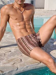 Manfinity KASUA 男士沙滩度假休闲泳裤 - 杏色 - 查看 6