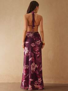 Silquee Women's Floral Print Backless Dress - Rusty Rose - View 5