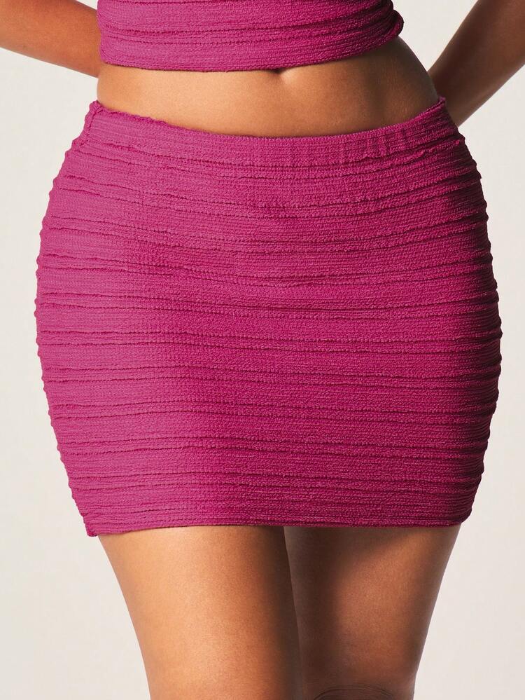 MISSGUIDED Saia Curta Texturizada Franzida Bodycon, Tecido Canelado de Cintura Alta, Vestido de Festa Ajustado para Uso Noturno, Moda Stretch