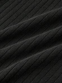 SHEIN Essnce 2PCS Women T-Shirts Mock Neck Tops Cotton Tops Ribbed Tops Short Sleeve Tops Fitted Tops Ribbed Tops For Women Women Casual Outfits Polo Neck Top Women S Short Sleeve Tops Polo Neck Tops - Brown - View 8