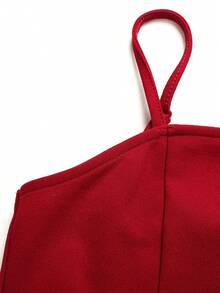 SHEIN Tween Girls' Elegant Loose Fit Sleeveless Dress With Oversized Bow Decor, Wine Red, Spring/Summer - Red - View 5