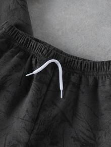 SHEIN Genkimix Kids 男童休闲纯色T恤+短裤两件套，适合日常穿着、上学、旅行、户外玩耍、夏季穿着。 - 黑色 - 查看 4