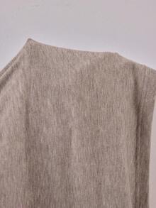 SHEIN Doze Lane Women's Casual V-Neck Cardigan With Pockets & Shorts Pajama Set - Mocha Brown - View 7