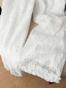 GlowEve Quần nữ chất liệu ren, cạp chun, thích hợp cho kỳ nghỉ, đi học, dự tiệc, sân bay, biểu diễn sân khấu và hòa nhạc. - trắng - Xem 5