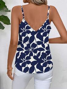 SHEIN Clasi Women's Boho Floral Print Woven Fabric Spaghetti Strap Backless Cami Top - Multicolor - View 2