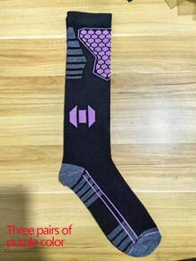 Skiing Socks, Men's Winter Warmers, Women's Compression Stockings, Professional Cycling, Hiking, Running, Trekking, Long Tube Socks - Multicolor - View 19