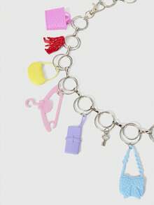 ROMWE Street Life Y2K/Harajuku Style Dopamine Waist Chain Belt, Hand-Crafted Intricate Design, Random Style, Suitable For Everyday Wear Summer, School Fall, Autumn, Halloween - Contrast Color Bag High Heels Series Waist Chain - View 10