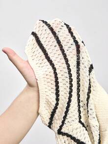 Maija Women Striped Print Long Sleeve Top And Shorts Knit 2 Pieces Set - Black and White - View 7