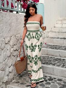 SHEIN Clasi 大码女式撞色印花连体裤 - 彩色 - 查看 4