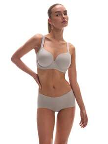 LUVLETTE 梦幻曲线支撑+侧支撑灰色钢圈聚拢T恤基础舒适无痕必备文胸 - 灰色 - 查看 12