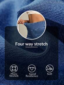 Flexra Petite Women's Stretchy Loose Casual Versatile Knit Denim Pants Custom-Designed For Petites. A Perfect Fit For The 150-160cm Build - Medium Wash - View 6