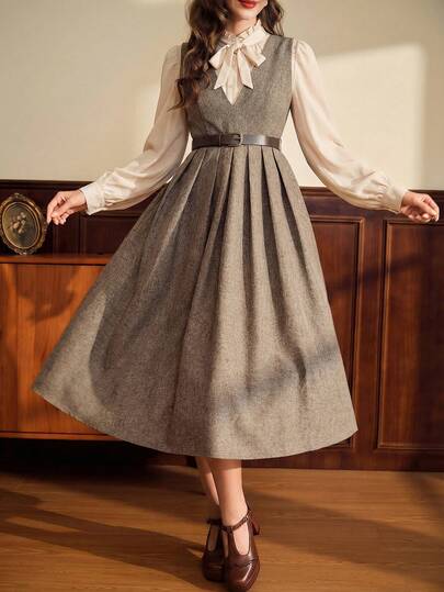 Vintamour Plus Size Vintage Elegant Women Bodycon Dress With Belt, Sleeveless Dress, Coffee-Color,/Women Clothes Women Vest Thanksgiving Women Outfit Women Clothes Women Clothes Professional Clothes Women Vest Dresses For Women Elegant Church Clothes Women Spring Easter Dress Women Festival Outfits For Women Graduation Dress For Women