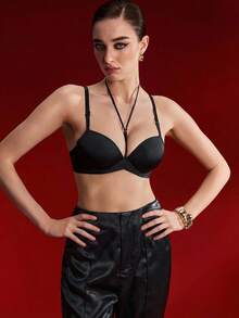 EmpressEnvy Women's Solid Color Hollow Out Design Comfortable Bra - Black - View 6