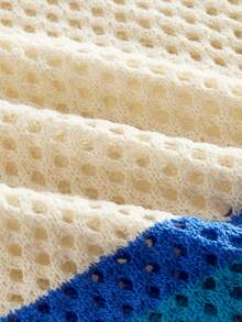 ROMWE MEN 男士圆领椰树刺绣针织衫，海岛度假 - 米色 - 查看 5