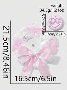 ROMWE Kawaii 1 件美观可爱卡哇伊百搭时尚高品质粉色和白色波尔卡圆点、格子、星星、三叶草、心形、音符、蝴蝶结、蕾丝、花卉、雪花、水钻、珍珠、心形、蝴蝶装饰胸针，适合角色扮演、动漫、日常穿着、礼物 - 粉白色 - 查看 16