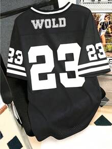 Aesthetic Post Men's Striped & Letter Print V-Neck Casual Short Sleeve T-Shirt - Multicolor - View 2