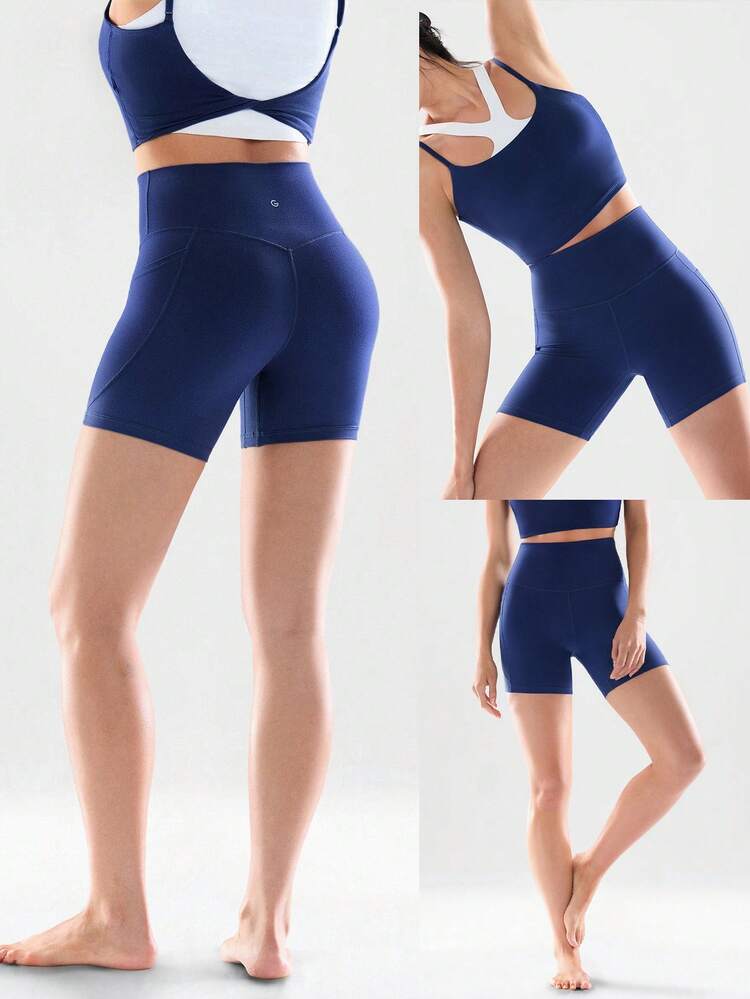 6" FeatherFit™ Flex Biker Shorts With Side Pockets Low Impact Yoga Pilates Daily