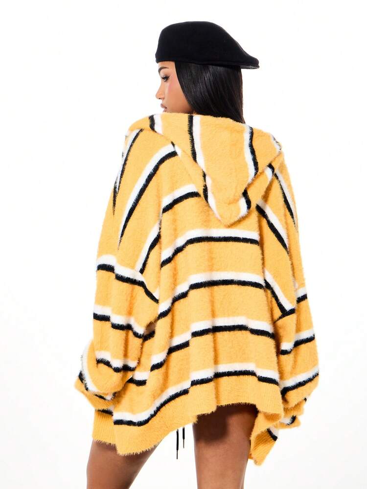 SUMWON WOMEN Striped Knit Open Front Cardigan