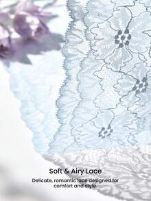 LUVLETTE Plus Woman Blue Lingerie Full Coverage Side Support&Breathable Underwire Sexy Unlined Lace & Mesh Sheer Minimizer Bra - Blue - View 7