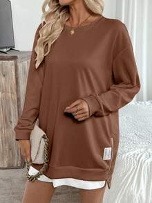 EMERY ROSE 女士休闲拉链套头卫衣，适合度假和日常穿着 - 棕色 - 查看 3