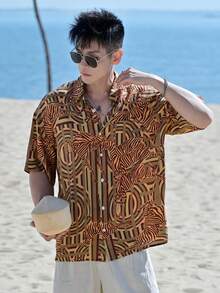DAZY Men's Floral Print Short Sleeve Vacation Shirt, Summer - Multicolor - View 3