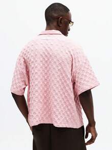 SUMWON Áo polo nam tay ngắn với họa tiết tổ ong, cổ cài nút, thích hợp mặc thường ngày mùa hè, xuân, chơi golf, dáng regular fit. - Hồng - Xem 2