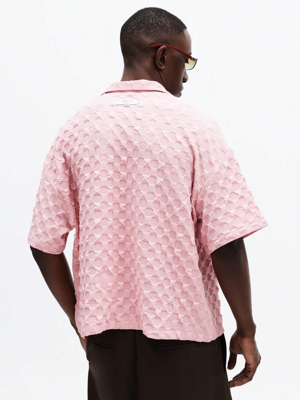 SUMWON Men's Short Sleeve Polo Shirt With Textured Honeycomb Pattern Button Up Collar Summer Spring Casual Golf Wear Regular Fit