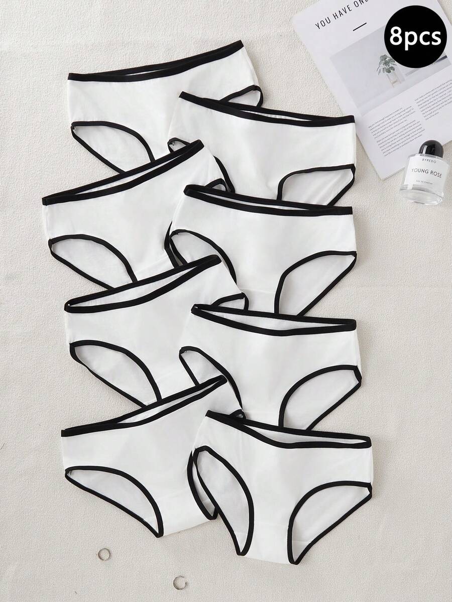 极简运动风弹力腰带少女内裤 - 白色 - 查看 1